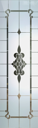 Interior Glass Insert showcasing a Frosted Glass Traditional Design with Sandblast Etched Glass Art by Sans Soucie Dandridge Design