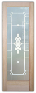 Private Interior Door with Sandblast Etched Glass Art by Sans Soucie Featuring Dandridge Traditional Design