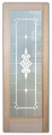 Interior Door showcasing a Frosted Glass Traditional Design with Sandblast Etched Glass Art by Sans Soucie Dandridge Design