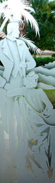 Art Glass Entry Insert Featuring Sandblast Frosted Glass by Sans Soucie for Semi-Private with Art Deco Debonair Design