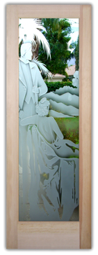 Art Glass Front Door Featuring Sandblast Frosted Glass by Sans Soucie for Semi-Private with Art Deco Debonair Design