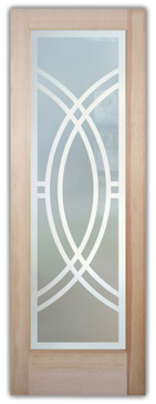 Custom-Designed Decorative Front Door with Sandblast Etched Glass by Sans Soucie Art Glass Handcrafted by Glass Artists