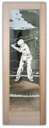 Front Door with Frosted Glass Desert Desert Golfer Design by Sans Soucie