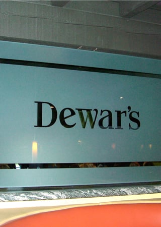 Partition with Frosted Glass Logos Dewar's (similar look) Design by Sans Soucie