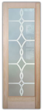 Handcrafted Etched Glass Interior Door by Sans Soucie Art Glass with Custom Traditional Design Called Diamond Beads Creating Private