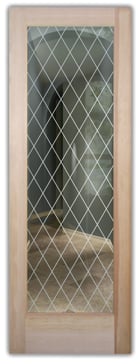 Interior Door with a Frosted Glass Diamond Grid Patterns Design for Not Private by Sans Soucie Art Glass