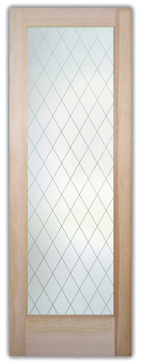 Front Door with a Frosted Glass Diamond Grid Patterns Design for Private by Sans Soucie Art Glass