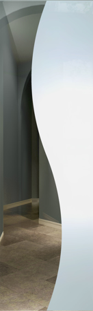 Door Glass Insert featuring a Frosted Glass Geometric Design Sandblast Etched Glass Divise Design by Sans Soucie
