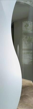 Door Glass Insert featuring a Frosted Glass Geometric Design Sandblast Etched Glass Divise Design by Sans Soucie