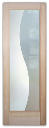 Interior Door featuring a Frosted Glass Geometric Design Sandblast Etched Glass Divise Design by Sans Soucie