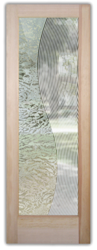 Art Glass Front Door Featuring Sandblast Frosted Glass by Sans Soucie for Semi-Private with Geometric Divise Stripes Design