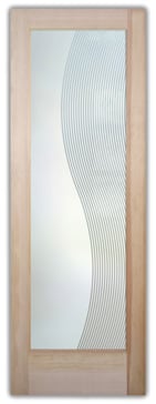 Art Glass Front Door Featuring Sandblast Frosted Glass by Sans Soucie for Private with Geometric Divise Stripes Design