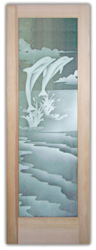 Custom-Designed Decorative Front Door with Sandblast Etched Glass by Sans Soucie Art Glass Handcrafted by Glass Artists