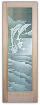 Custom-Designed Decorative Entry Door with Sandblast Etched Glass by Sans Soucie Art Glass Handcrafted by Glass Artists
