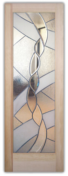 Art Glass Front Door Featuring Sandblast Frosted Glass by Sans Soucie for Not Private with Abstract Dreamscape Design