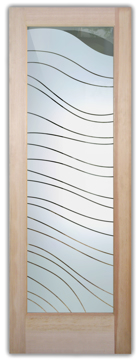 Semi-Private Front Door with Sandblast Etched Glass Art by Sans Soucie Featuring Dreamy Waves Abstract Design