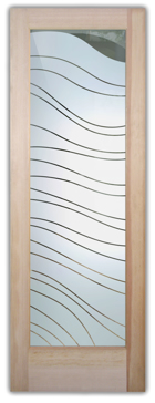 Semi-Private Interior Door with Sandblast Etched Glass Art by Sans Soucie Featuring Dreamy Waves Abstract Design