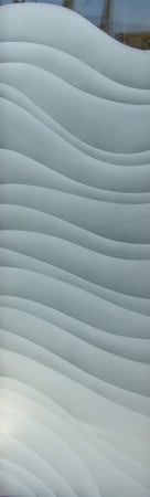 Door Glass Insert showcasing a Frosted Glass Abstract Design with Sandblast Etched Glass Art by Sans Soucie Dreamy Waves Design