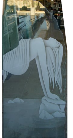 Shower Partition with Frosted Glass Portraitures Ecstasy Design by Sans Soucie