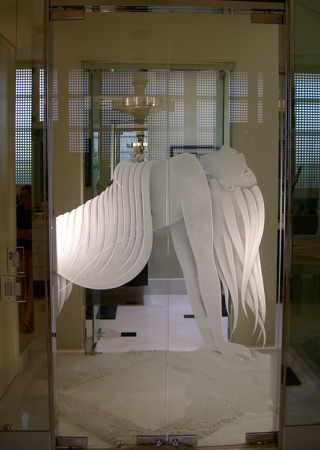 Interior Glass Door with Frosted Glass Portraitures Ecstasy Design by Sans Soucie