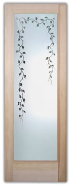 Art Glass Interior Door Featuring Sandblast Frosted Glass by Sans Soucie for Semi-Private with Foliage Elegant Vines Design