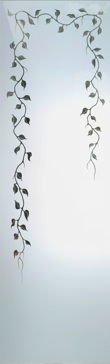 Art Glass Entry Insert Featuring Sandblast Frosted Glass by Sans Soucie for Semi-Private with Foliage Elegant Vines Design