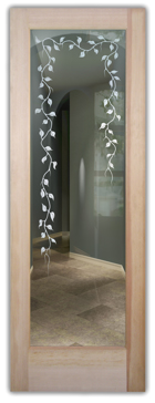 Art Glass Front Door Featuring Sandblast Frosted Glass by Sans Soucie for Not Private with Foliage Elegant Vines Design