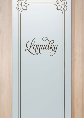 Laundry Room Door featuring a Frosted Glass Traditional Design Sandblast Etched Glass Enna Aphrodite Design by Sans Soucie
