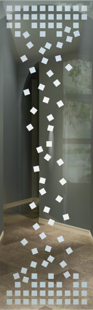 Door Glass Insert showcasing a Frosted Glass Geometric Design with Sandblast Etched Glass Art by Sans Soucie Falling Squares Design