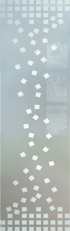 Door Glass Insert showcasing a Frosted Glass Geometric Design with Sandblast Etched Glass Art by Sans Soucie Falling Squares Design