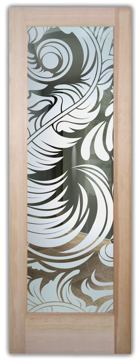 Front Door with Frosted Glass Abstract Feathers Design by Sans Soucie