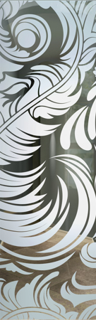 Door Glass Insert with Frosted Glass Abstract Feathers Design by Sans Soucie