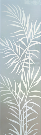 Interior Glass Insert with a sandblast Frosted Glass Tropical Design Custom-Designed Decorative Etched Glass
