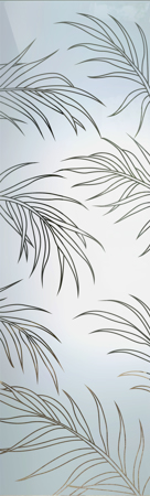 Door Glass Insert with a sandblast Frosted Glass Tropical Design Custom-Designed Decorative Etched Glass