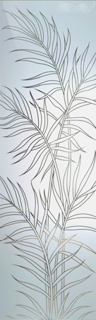 Door Glass Insert with a sandblast Frosted Glass Tropical Design Custom-Designed Decorative Etched Glass