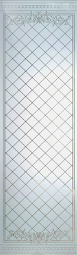 Handmade Sandblasted Frosted Glass Interior Insert for Semi-Private Featuring a Traditional Design Filigree Lattice by Sans Soucie