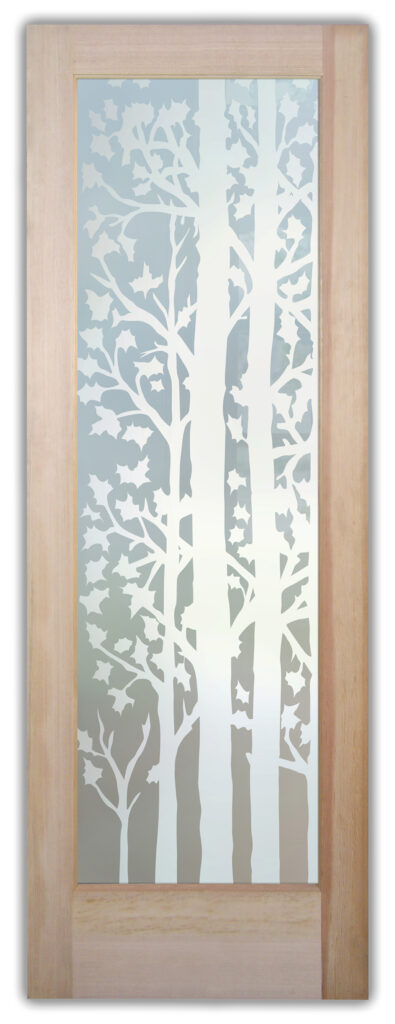 Front door with privacy glass design Forest Trees