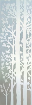 Private Entry Insert with Sandblast Etched Glass Art by Sans Soucie Featuring Forest Trees Trees Design