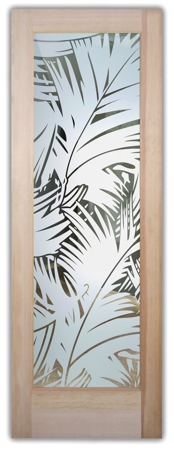 Front Door featuring a Frosted Glass Tropical Design Sandblast Etched Glass Fronds Design by Sans Soucie
