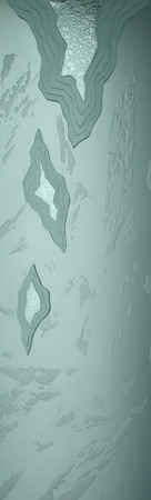 Door Glass Insert showcasing a Frosted Glass Abstract Design with Sandblast Etched Glass Art by Sans Soucie Glacier Design