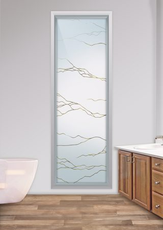 Window with a Frosted Glass Granite Abstract Design for Semi-Private by Sans Soucie Art Glass
