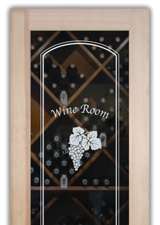 Wine Cellar Door with sandblast Frosted Glass Design Art Glass Featuring Sandblast Etched Glass by Sans Soucie