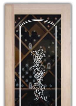 Art Glass Wine Door Featuring Sandblast Frosted Glass by Sans Soucie for Not Private with Grapes & Ivy Grapes Strand Design