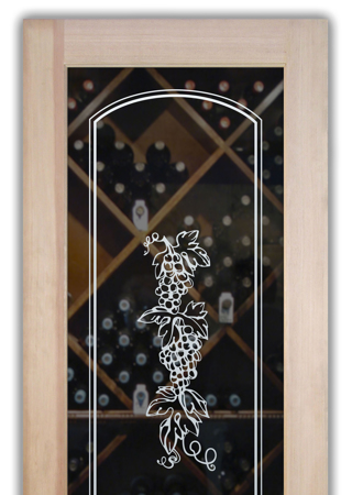 Wine Cellar Door with sandblast Frosted Glass Design Art Glass Featuring Sandblast Etched Glass by Sans Soucie