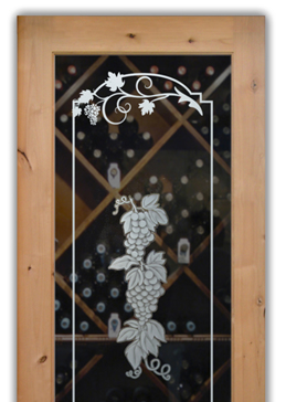 Wine Door with a Frosted Glass Grapes Strand Grape Ivy Grapes & Ivy Design for Semi-Private by Sans Soucie Art Glass