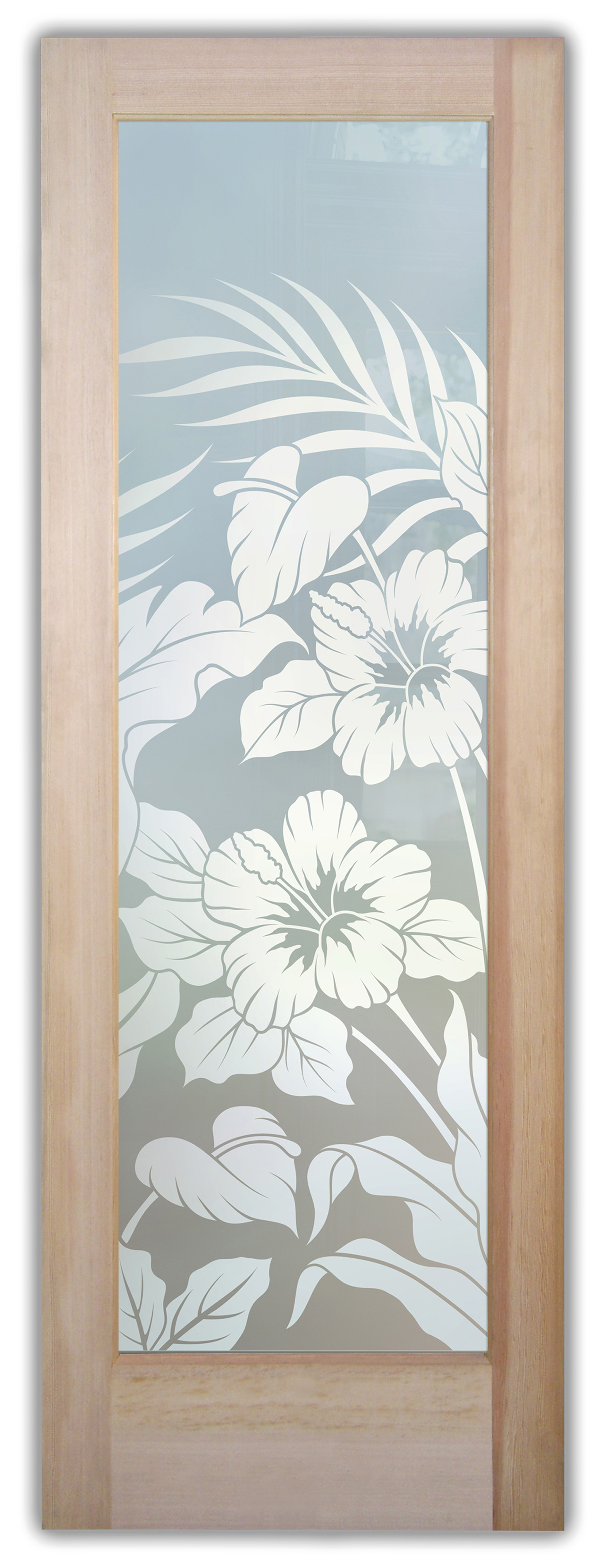 interior door for beach house hibiscus frosted glass private design