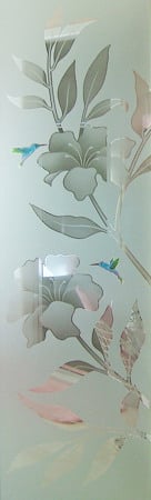 Door Glass Insert with a sandblast Frosted Glass Tropical Design Custom-Designed Decorative Etched Glass