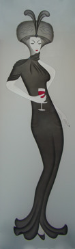 Private Entry Insert with Sandblast Etched Glass Art by Sans Soucie Featuring Hillis Furs Wine Art Deco Design