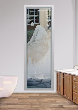 Window with Frosted Glass Landscapes Idyllwild Tahquitz Peak Design by Sans Soucie