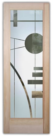 Front Door featuring Frosted Glass Design Etched Glass by Sans Soucie Art Glass with Custom Geometric Design Interval